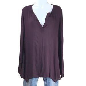 Cloth & Stone Anthropologie Split Neck Top M